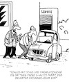 Cartoon: E-Auto (small) by Karsten Schley tagged elektroautos,batterien,autohandel,verkehr,staus,parkplätze,mobilität,benzinpreise,verbraucher,individualverkehr,politik,gesellschaft