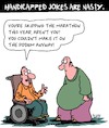 Cartoon: Handicapped Jokes (small) by Karsten Schley tagged handicapped,people,health,medical,sports,social,issues,food,obesity,wheelchairs,humor