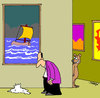Cartoon: Im Museum (small) by Karsten Schley tagged museum kultur bildung kunst tiere haustiere hunde gesellschaft deutschland seefahrt