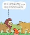 Cartoon: Katzenfutter (small) by Karsten Schley tagged natur,wildtiere,köwen,katzen,katzenfutter,zebras,afrika,umwelt