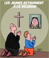 Cartoon: La jeunesse et la religion (small) by Karsten Schley tagged jeunesse,religion,greta,thunberg,environnement,medias,politique