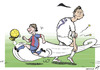 Cartoon: Messianic contest (small) by rodrigo tagged messi football cristiano ronaldo barcelona real madrid argentina portugal soccer ballon dor