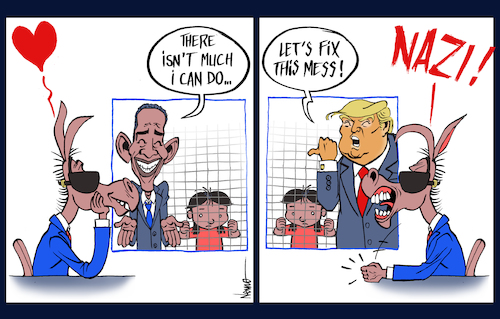 Cartoon: Outrage Over Separated Families (medium) by NEM0 tagged donald,trump,barack,obama,media,hypocrisy,family,outrage,illegals,aliens,immigrant,illegal,immigrants,border,build,the,wall,dhs,ice,homeland,security,kirstjen,nielsen,cages,kids,smugglers,human,traffick,flores,settlement,nem0,donald,trump,barack,obama,media,hypocrisy,family,outrage,illegals,aliens,immigrant,illegal,immigrants,border,build,the,wall,dhs,ice,homeland,security,kirstjen,nielsen,cages,kids,smugglers,human,traffick,flores,settlement,nem0