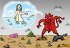 Cartoon: Dirty Water (small) by elihu tagged seas,waters,pollution,jesus,evil,environment