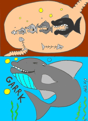 Cartoon: S M L XL XXL XXXL XSML (medium) by yasar kemal turan tagged large,small,whale,fish,bait