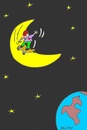 Cartoon: excitement (small) by yasar kemal turan tagged skateboard,love,moon,world