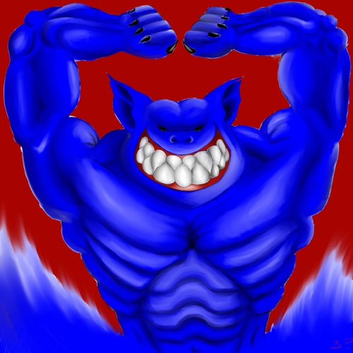 Cartoon: monster (medium) by benni p-aus-e tagged freak,muscle,bat,evil,bad,monster