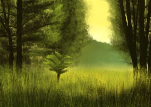 Cartoon: Lichtung (medium) by alesza tagged nature,natur,meadow,trees,bäume,lichtung