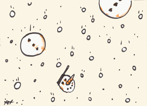 Cartoon: The winter (medium) by Monica Zanet tagged winter,snowman,snow,snowflakes