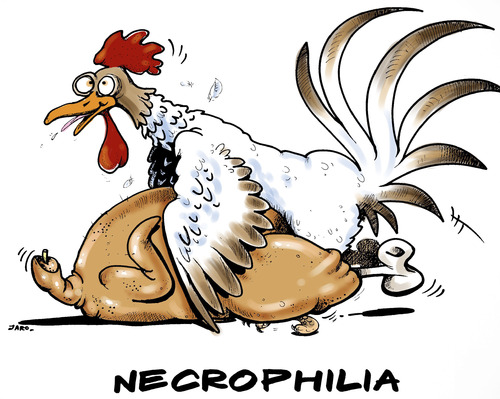 Cartoon: Necrophilia (medium) by JARO tagged necrophilia,chicken,animal,bird