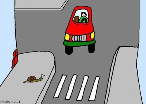 Cartoon: Ohne Worte (medium) by Sven1978 tagged schnecke,auto,übergang,zebrastreifen,warten,dauer,ausdauer,geduld