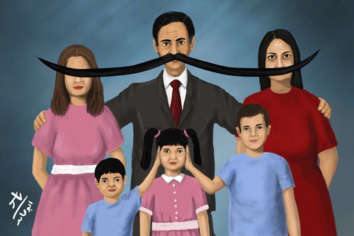 Cartoon: family portrait (medium) by yaserabohamed tagged family,portrait,women,rights