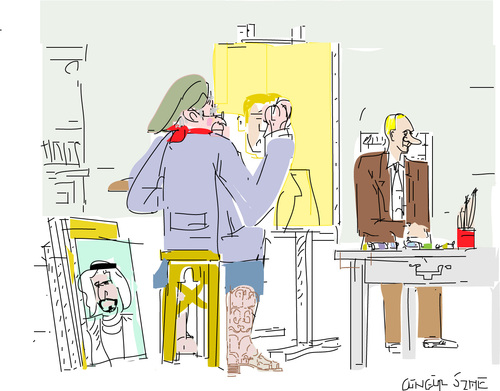 Cartoon: Painter and Model-2 (medium) by gungor tagged usa