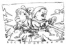 Cartoon: rückendeckung (small) by JP tagged merkel,angela,claudia,roth,atomausstieg,energiewende,cdu,grüne