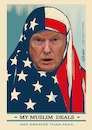 Cartoon: Trump dealer (small) by ESchröder tagged trump,donald,usa,republikaner,präsident,politik,dealer,dollar,amtseinführung,45päsident,der,shepard,fairey,poster,stars,and,stripes,make,great,again,muslima