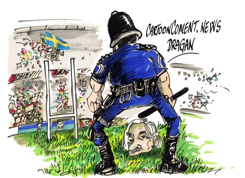Cartoon: Julian Assange-extradicion (medium) by Dragan tagged julian,assange,extradicion,sueca,londres,wikileaks,politics,cartoon