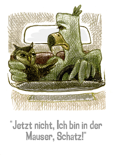 Cartoon: Mauser (medium) by jenapaul tagged menschen,paare,liebe,beziehung,adler,eule,humor