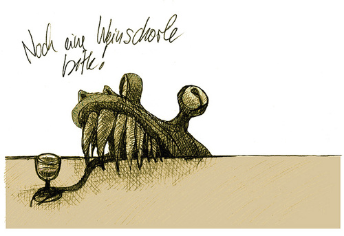 Cartoon: weinschorle (medium) by jenapaul tagged alien,ausserirdischer,humor,monster,wein
