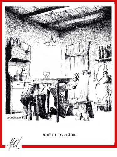 Cartoon: amici di cantina (medium) by Enzo Maneglia Man tagged antica,passione,vino
