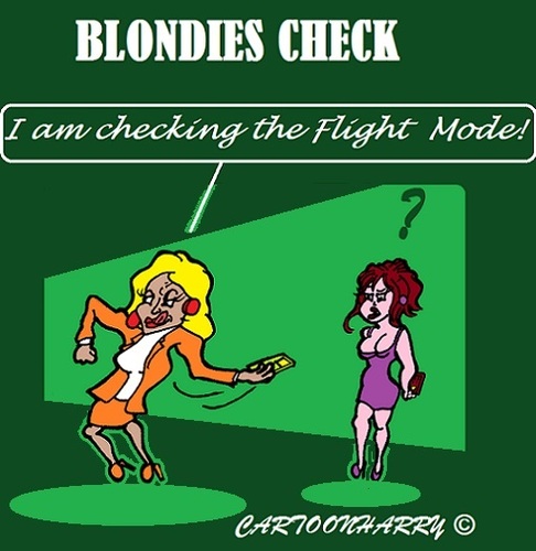 Cartoon: Flight Mode Check (medium) by cartoonharry tagged smartphone,flightmode,check,blond