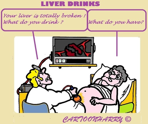Cartoon: Liver Problems (medium) by cartoonharry tagged hospital,drinking,problems,liver,man,doctor