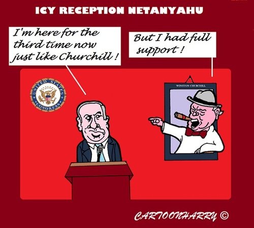 Cartoon: Netanyahu (medium) by cartoonharry tagged support,churchill,netanyahu,congress,usa