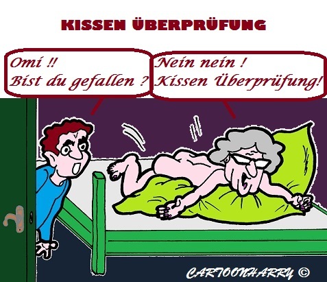 Cartoon: Überprüfung (medium) by cartoonharry tagged omi,prüfung,kissen,hingefallen