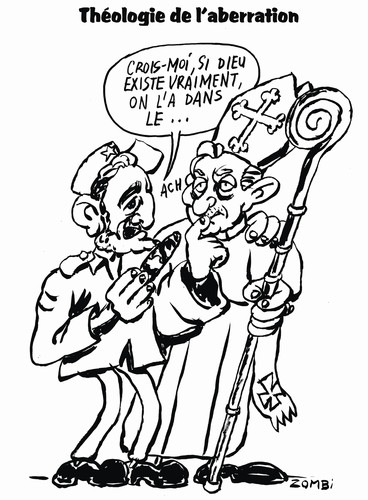 Cartoon: Fidel Castro and Pope Benoit XVI (medium) by Zombi tagged pape,pope,german,benoit,xvi,joseph,ratzinger,fidel,castro