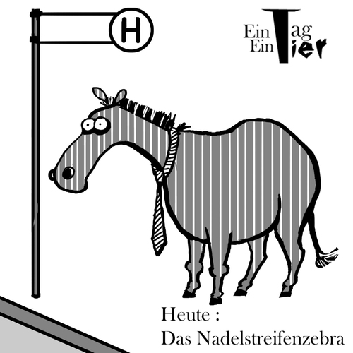 Cartoon: Das Nadelstreifenzebra (medium) by Mistviech tagged tiere,natur,zebra,streifen,nadelstreifen,ackern,arbeiten,bushaltestelle