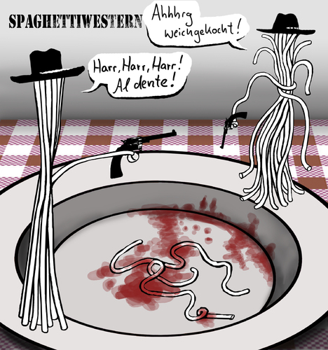 Cartoon: Spaghettiwestern (medium) by Mistviech tagged pizzapitch