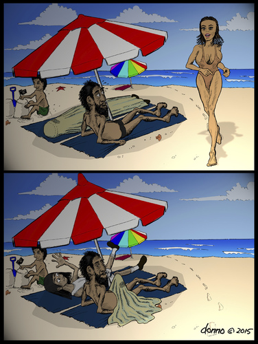 Cartoon: Day at the Beach (medium) by donno tagged 10,derek,bo,burka,beach