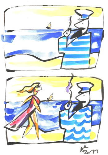 Cartoon: SAILOR (medium) by Kestutis tagged sea,woman,man,sailor