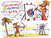 Cartoon: OLYMPIC ISLAND. Archery (small) by Kestutis tagged archery,olympic,island,desert,modern,art,london,2012,summer,kestutis,siaulytis,lithuania,palm,ocean,comics,comic,strip,artist,insel,künstler,target