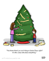 Cartoon: The Secret Is Out (small) by a zillion dollars comics tagged christmas,holidays,santa,family,tradition,gifts,tree