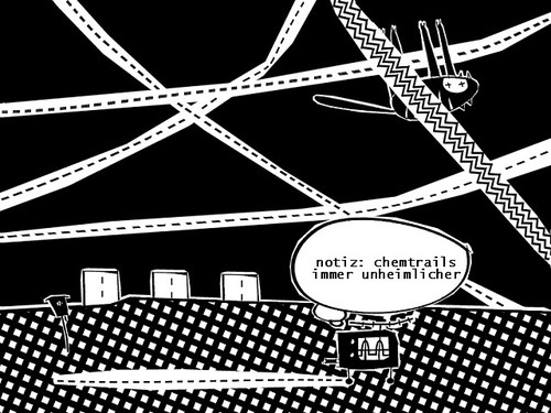 Cartoon: chemtrails (medium) by bob schroeder tagged umwelt,chemtrails,geheim,verschwoerung,regierung,chemie,gift