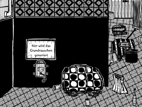 Cartoon: grundlos (medium) by bob schroeder tagged grundrauschen,hintergrundrauschen,automat,entdeckung,wissenschaft