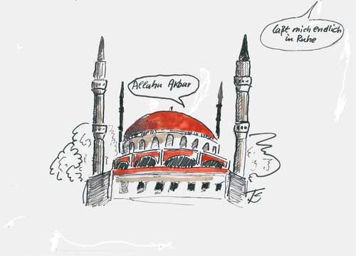 Cartoon: Allah (medium) by Skowronek tagged moschee,terror,gewalt,religion,glaube,islam