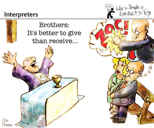 Cartoon: Interpreters (medium) by PETRE tagged facts,views