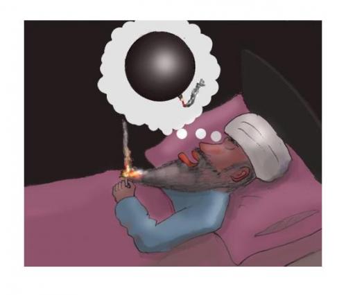 Cartoon: bin Laden sweet dreams (medium) by Hezz tagged putting,fire,usama