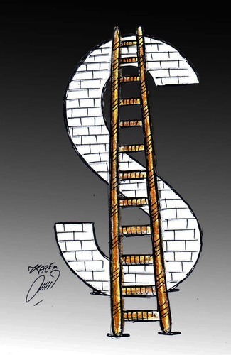 Cartoon: dollar wall (medium) by Hossein Kazem tagged dollar,wall