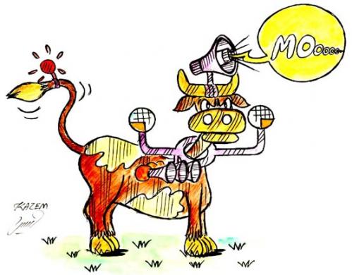 Cartoon: mad cow (medium) by Hossein Kazem tagged mad,cow
