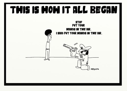 Cartoon: How it all began (medium) by tonyp tagged arp,police,crime,people,shot,misunderstanding