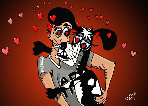 Cartoon: My Doggy (medium) by tonyp tagged arp,cocker,dog,animal,love,friends,girl