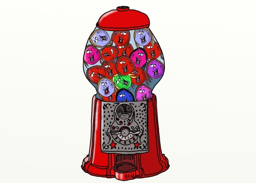 Cartoon: Rock and rR (medium) by tonyp tagged arp,gum,balls,arptoons,candy,machine