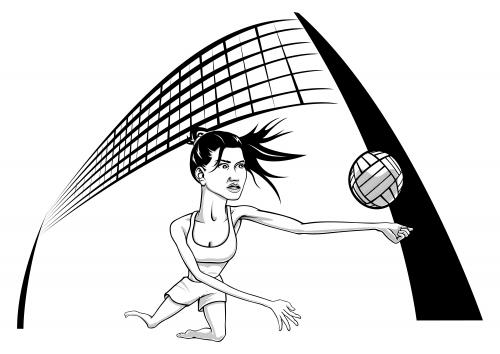girl playing volleyball clipart. Girls volleyball only play
