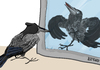 Cartoon: narcissistic crow (small) by LeeFelo tagged mirror crow hooded narcissistic narcissism gray reflection