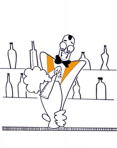 Cartoon: Chopp (medium) by Marcelo Rampazzo tagged chopp,,bar,kneipe,alkohol,sorgfalt,barkeeper,angestellter,service,tresen,schaum,bierschaum,elegant,fliege,eleganz