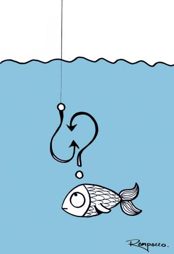 Cartoon: Doubts (medium) by Marcelo Rampazzo tagged doubts,,fischfang,fischen,angeln,angel,haken,köder,fisch,wasser,meer,see,fragezeichen,zweifel,natur,tiere,essen,nahrung,fangen