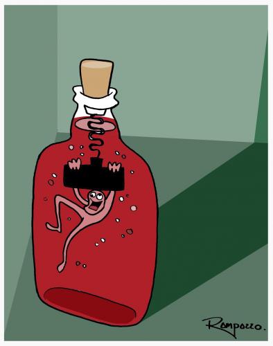 Cartoon: Living in a bottle (medium) by Marcelo Rampazzo tagged living,in,bottle,flaschenteufel,flasche,alkohol,getränk,leben,nahrung,trinken,lebensmittel,betrunken,korken,fröhlich,spaß,freude,stimmung,laune