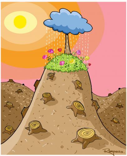 Cartoon: Rain forest (medium) by Marcelo Rampazzo tagged rain,forest,illustration,illustrationen,baum,bäume,wald,umwelt,natur,regen,sonne,klima,klimawandel,rodung,abholzung,holz,wirtschaft,industrie,erde,wachstum,wachsen,regenwald